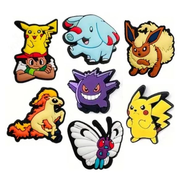 *NEW - 7-pcs* Pokemon Pikachu Video Game Shoe Charms for Your Crocs (Asst. F) - Picture 1 of 7